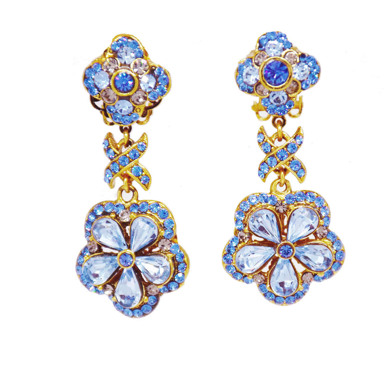 145   Gold and blue small drop earring